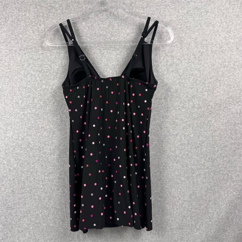 Trimshaper Women's Polka Dot Swimdress Black Size 8 Adjustable Straps - Picture 4 of 16